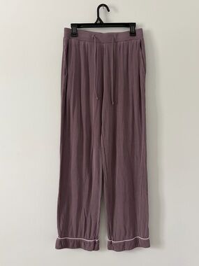 Cozy Earth Bamboo Rib Knit Wide Leg Classic Pajama Pant Loungewear Lavender M